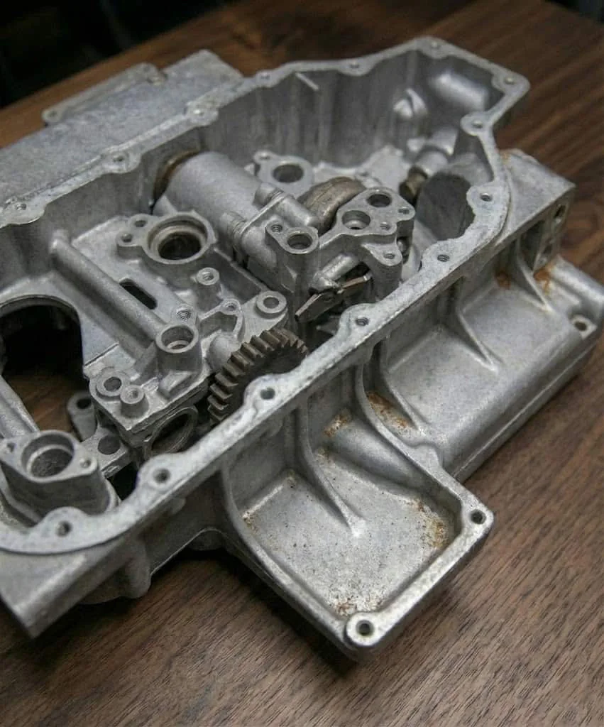 Carter moteur en aluminium propre après le nettoyage laser du métal